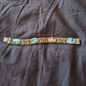 Gold Bracelet with Colorful Cameo Accents